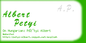 albert petyi business card